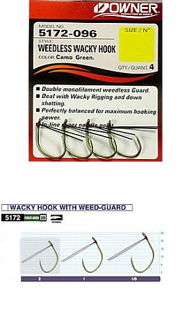Одинарный крючок Owner 5172-04 Wacky B-79, "незацепляйка", 4шт