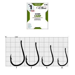 Крючки Cobra CARP сер.CC304 разм.001 10шт.
