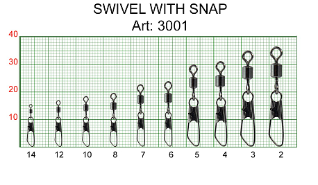 Вертлюжок с застежкой Safety 3001, № 2 (13 кг), (упак. 6 шт)