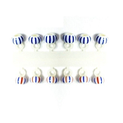 Микро-Бис Шар 3,1 мм Бело-синий + Бело-красно-синий арбуз тип подвески короткая  ( 12 штук)