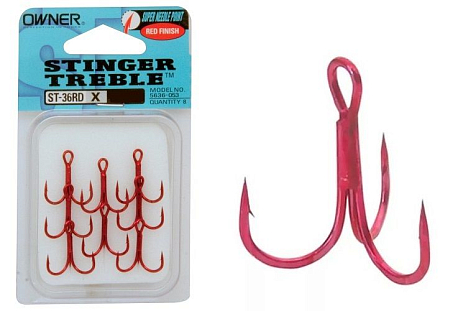 Тройной крючок OWNER ST-36RD-16, Red 8 шт