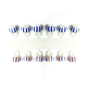 Микро-Бис Шар 3,1 мм Бело-синий + Бело-красно-синий арбуз тип подвески короткая  ( 12 штук)