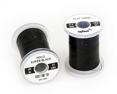 Sybai Плоский люрекс Flat Tinsel, 0.4 mm, Holographic Super Black