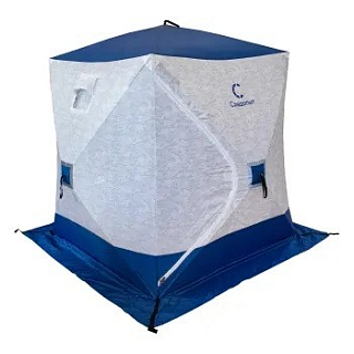 Палатка зимняя куб СЛЕДОПЫТ 1,5*1,5*1,7м, 2-х мест., Oxford 210D PU 1000, бел/синий с принтом